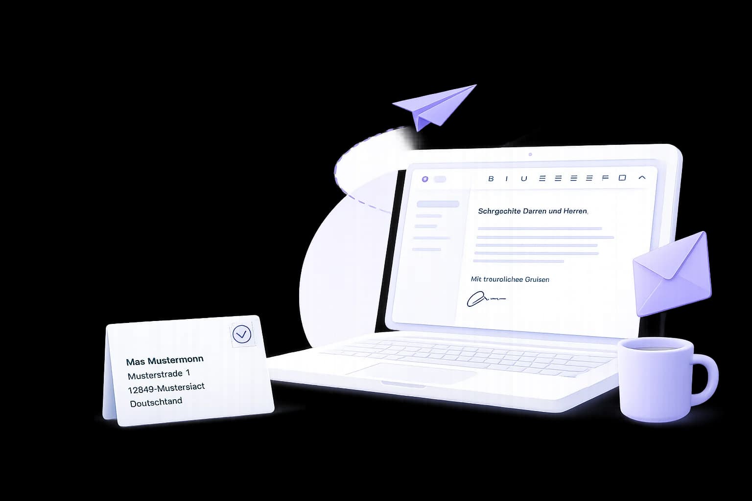 BriefDirekt Platform Mockup — Brief online versenden